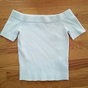 Club Monaco ribbed off the shoulder cropped top xs